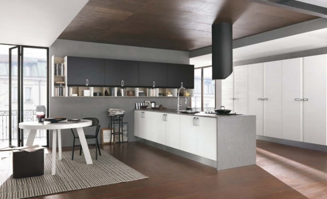 cozinha ilha - unidade de parede branca soluções modernas de design de interiores