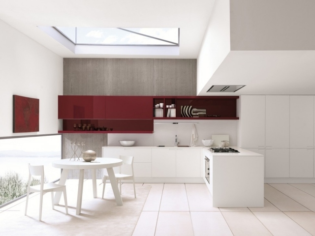 Combinações de cores Apetitosos Vermelho Branco Cores Combinam Design Espaço Da Cozinha
