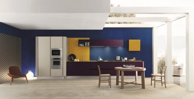design de quarto com cores de design de parede armários - área de estar ao ar livre da cozinha