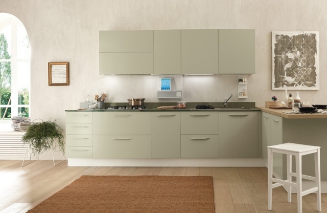 design de blocos de cozinha móveis de cozinha de cor pastel montados na parede qualitativos