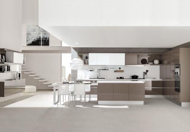 design de móveis de cozinha superfícies de alto brilho italianas aparelhos de ilha de cozinha