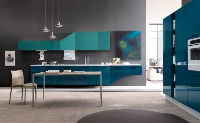 idéias de design-colombini casa-azul decoração de parede de cozinha fotos luzes suspensas abstratas