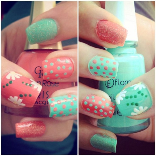 Estilo de design de unhas em tons pastel claros