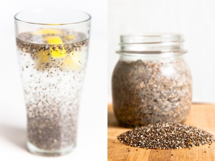 receitas de desintoxicação de chia-semente-água-limão