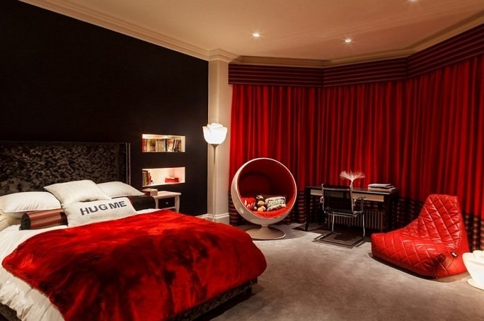 luxuoso-quarto-vermelho-branco-preto-veludo-edredom-capa-beanbag-design