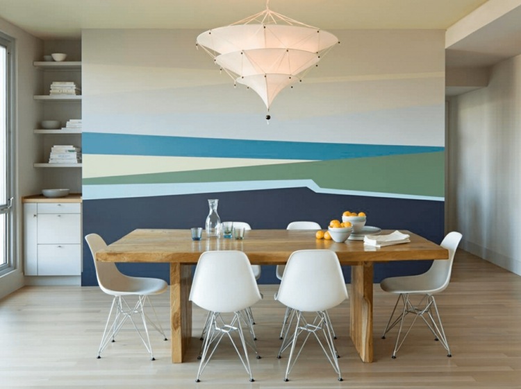 idéias de design de parede moderno-parede-design-abstrato-padrão-área de jantar