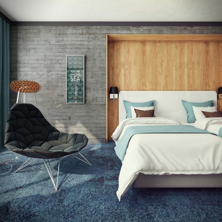 parede design-ideias-concreto-madeira-quarto-design
