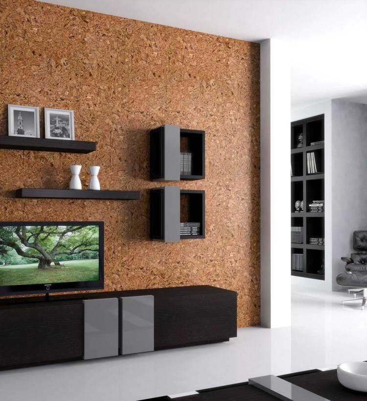 wall design-ideas-cork-wall-unit-modern-warm-atmosphere