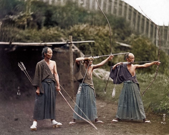 fotos coloridas arqueiros japoneses 1860