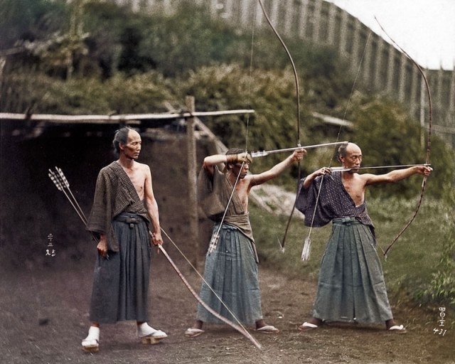 fotos coloridas arqueiros japoneses 1860