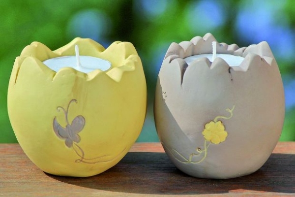 Decoração de ovo em forma de vela tealight - aparência discreta de ovo de páscoa