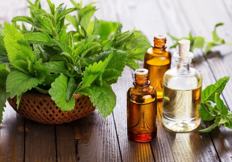 home remedies-toothache-peppermint-oil-essential-bottle-basket