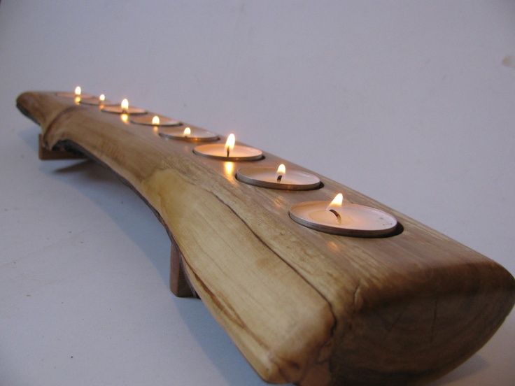 Acessórios para casa feitos de madeira para cozinha-tealight-holder-one-branch