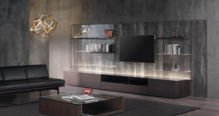 móveis de design moderno 2015-vivendo parede-led-luz-prateleiras de vidro-NC-paisagem-Acerbis