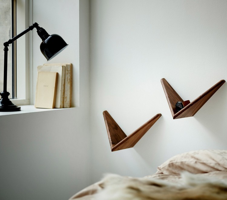 móveis de design moderno 2015-quarto-cadovius-borboleta-parede-prateleira-madeira de nogueira