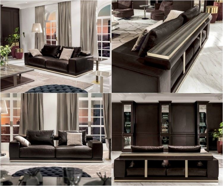 mobiliário-design-moderno-2015-sofá-couro-console-mesa-matisse-sofá-longhi