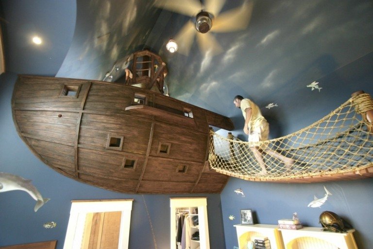 crianças aventura cama marítima cama loft navio pirata rede