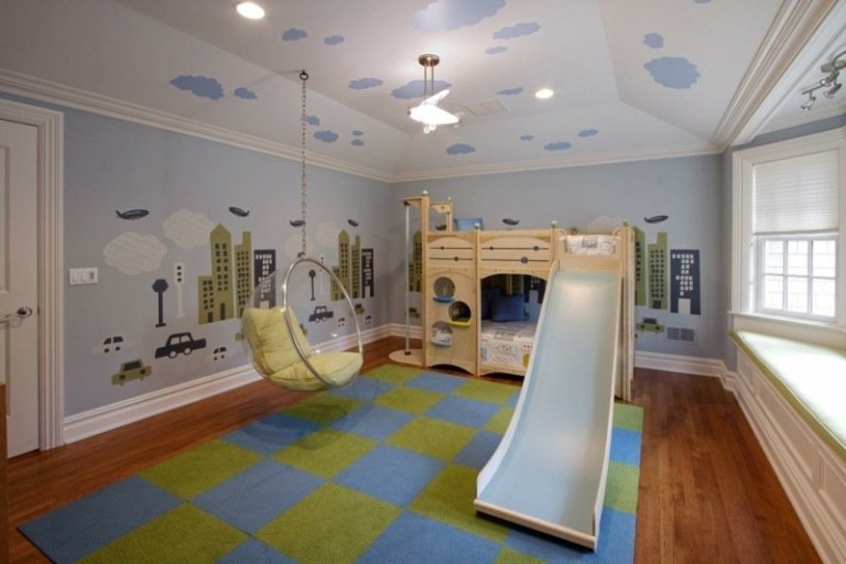 cama aventura infantil mobiliário moderno design de interiores assento deslizante balanço