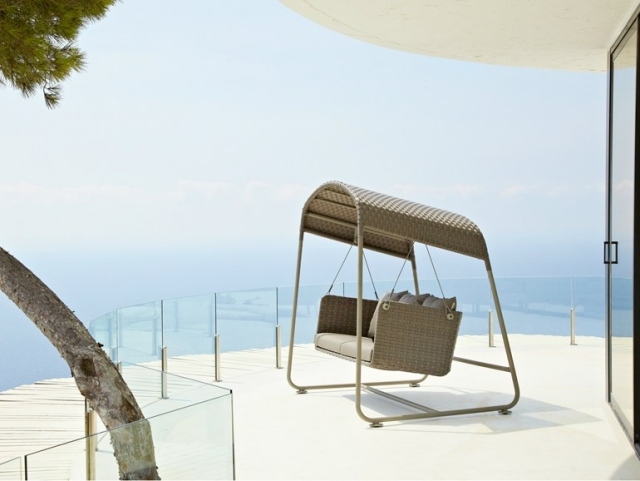 designer hollywood balanços terraço polyrattan linha CAVE Cane