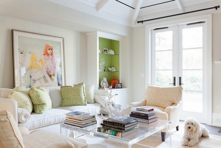 sala-de-estar-moderna-em-branco-verde-acrílico-mesa-de-café-pilha-livros