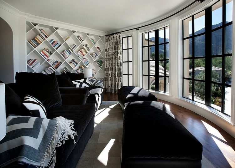 Estante de livros com padrão de diamante em branco decoração moderna de sala de estar com livros