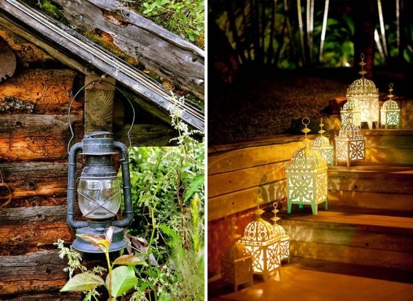 lanternas com luz quente para iluminação de jardim