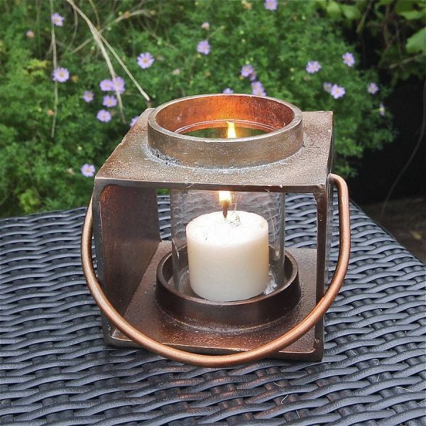 iluminação de jardim com lanterna de latão e vidro - barata