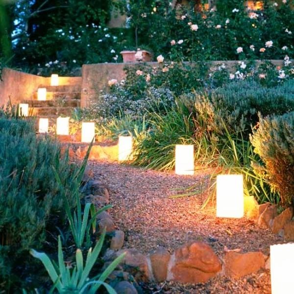 lanternas de papel iluminam ideias de design caminhos de jardim