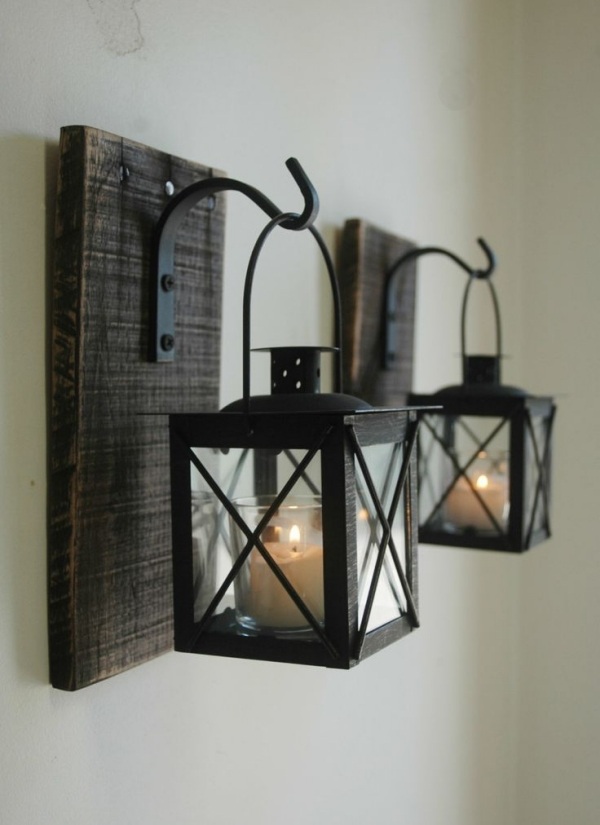 lanterna suporte de vela montada na parede decoração de parede de metal decorativo ao ar livre