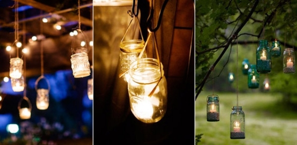Lanternas DIY penduradas no design do jardim
