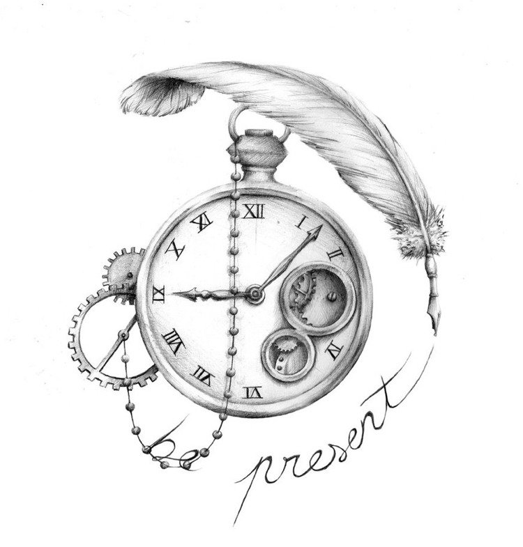 tattoo-templates-feather-clock-time