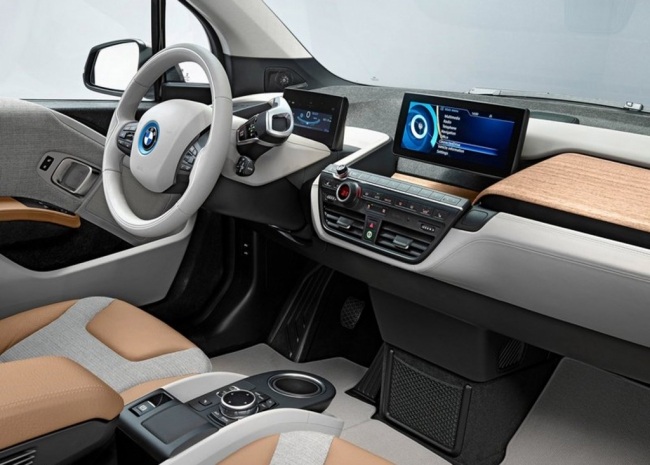 2014 BMW i3 teste volante do painel interno