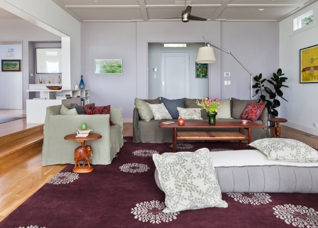 moderno tapete de sala de estar roxo floral