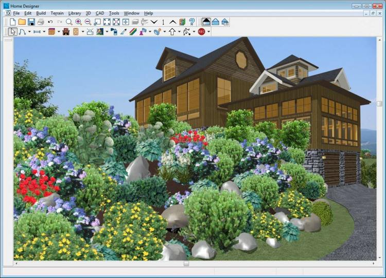 3D grátis planejador de jardim plano de paisagem planta de casa declive