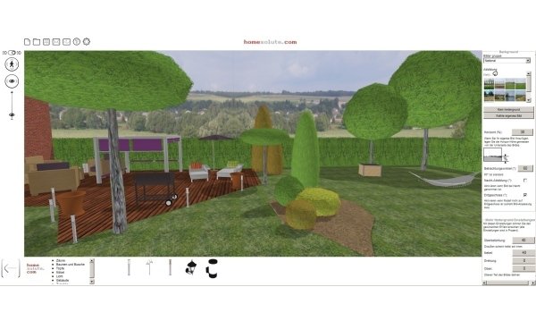 Planejador de jardim 3D renderização realista terraço on-line free homesolute