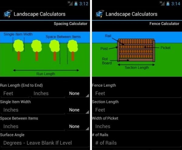 ferramenta de design de paisagem para smartphone - calculadora de paisagem