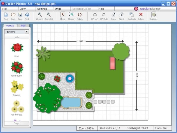 ferramenta de design para interface de usuário do web gardenplanner simples