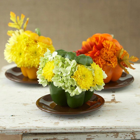 Idéias de artesanato tipo mini-páprica vaso de flores consertar você mesmo - decoração de outono