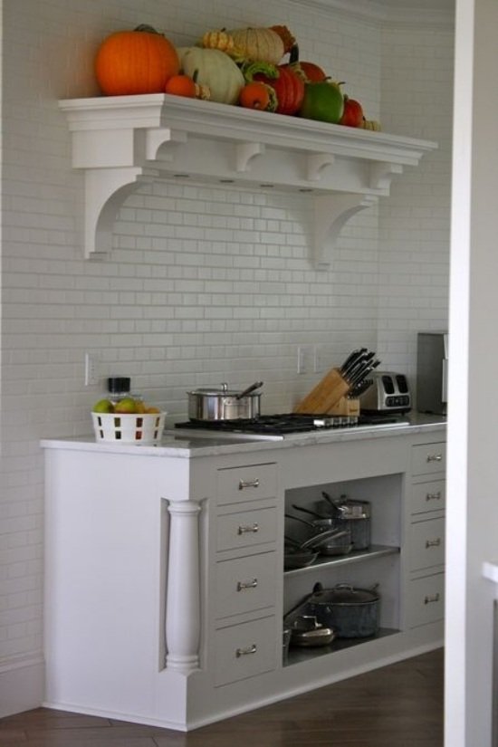 ideias de cozinha branca para decoração de outono no interior da cozinha