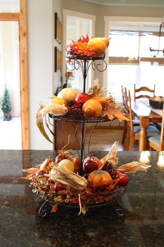 Idéias de estandes de doces para decoração de outono no interior da cozinha