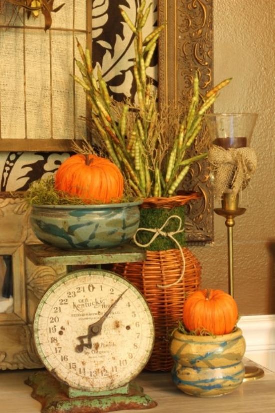 elementos retro idéias de decoração de outono no interior da cozinha