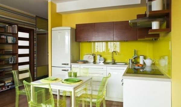 Respingo de respingos de cozinha com tinta amarela para proteção de respingos de vidro