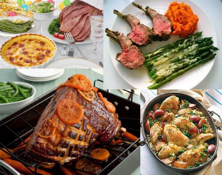 Carne com batatas para a mesa da Páscoa