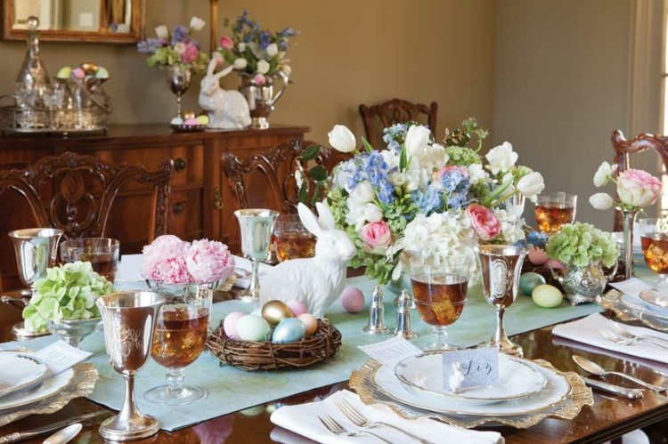 Mesa de páscoa com decoração