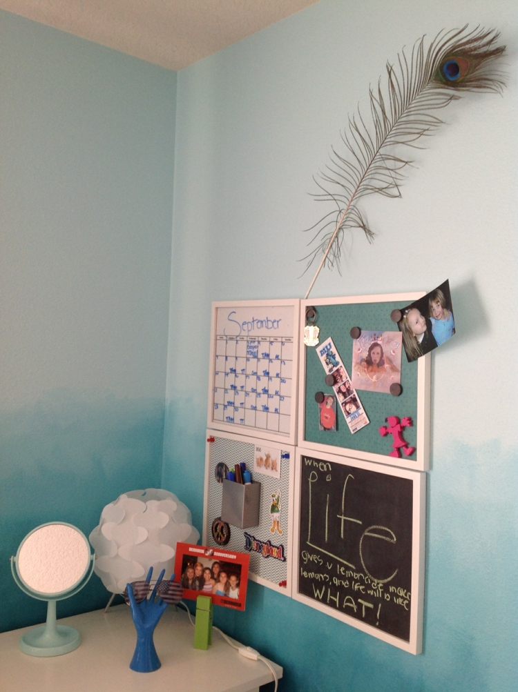 cool-tinker-ideas-magnet-wall-board-peacock-feather-ombre-wall-paint-blue