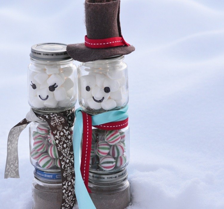 ideias de presentes para potes de pedreiro de natal bonecos de neve