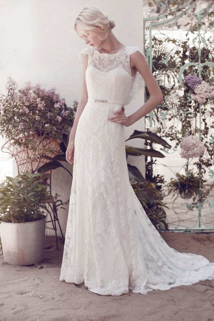 vestidos de noiva clássicos -elegant-lace-vintage-cinto dos anos 20