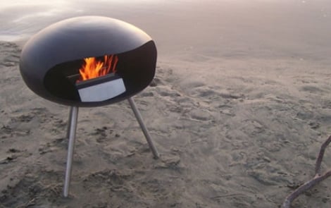Design futurista de casulo de fogão de lareira