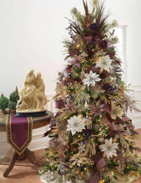 ornamento roxo flores da árvore de natal