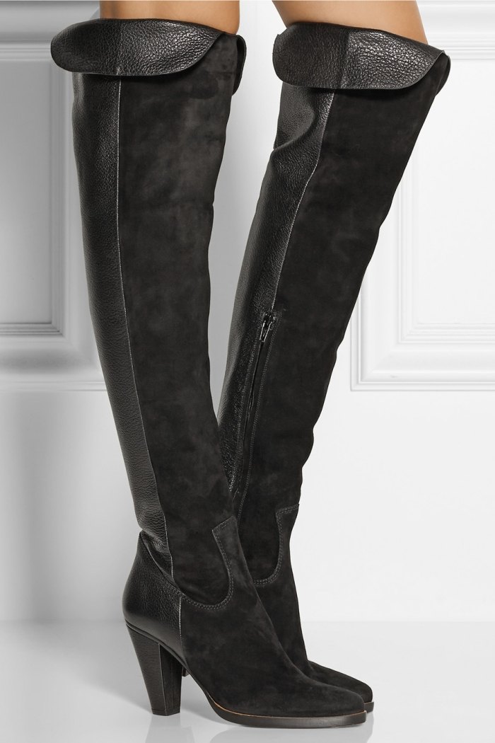 chloe-over-the-joelho-botas-couro texturizado de veludo